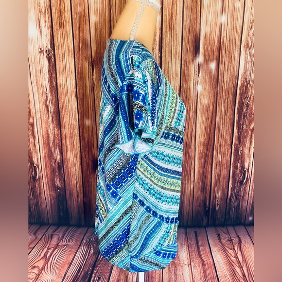 Women’s XL Blouse Bleeker McDougal Short Flutter Sleeves Chiffon Overlay Stretch - Picture 5 of 11